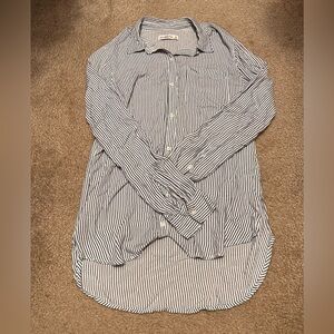 Abercrombie blue and white striped button up long sleeve